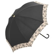 長傘 婦人用 晴雨兼用 フラワーブルーム 50cm 手開き式 UVカット加工 遮光 遮熱 内側ブラックコーティング加工 UPF50+ ブラック 117975