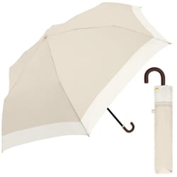 折りたたみ傘 婦人用 晴雨兼用 バイカラー 55cm 手開き式 UVカット加工 内側ブラックコーティング加工 ベージュ 117989
