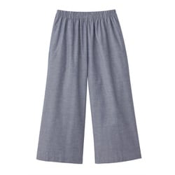 綿100％播州織ワイドパンツ ネイビー M
