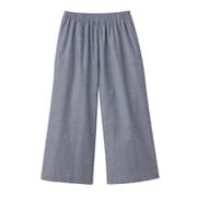 綿100％播州織ワイドパンツ ネイビー M
