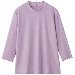 メロー使いの7分袖カットソー ラベンダー LL