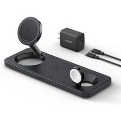 Anker MagGo Wireless Charging Station （15W 3-in-1 Pad） with Charger and USB-C Cable Black B25M1N11