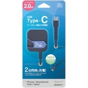 急速充電器 USB PD(パワーデリバリー)対応 USB-Cケーブル一体型 2m 20W 収納式プラグ R20AC2C20W01CGRY