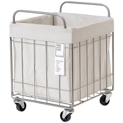 FOLDING LAUNDRY SQUARE BASKET with CASTER 40L / WIDE Dark gray 003385