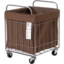 FOLDING LAUNDRY SQUARE BASKET with CASTER 40L / WIDE Brown 003385