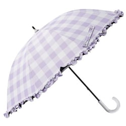 日傘 婦人用 晴雨兼用 H・A・U（ハウ） フリルチェック ショート傘 47cm 手開き式 UVカット率99.9％以上 遮光率99.9％以上 内側PUコーティング加工 UPF50＋ 安全ろくろ ライトパープル 10002938