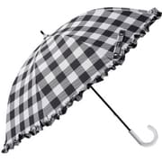 日傘 晴雨兼用 H・A・U フリルチェック ショート傘 47cm 手開き式 UVカット加工 PUコーティング加工 UPF50+ 安全ろくろ ブラック 10002938