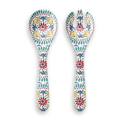 割れない食器 食洗機対応 Rio Medallion （リオメダリオン） 取り分け用サーバーフォークとスプーン 長さ約32cm × 幅約9cm アウトドア ケータリング メラミン食器 白 PTSSFSSRMW