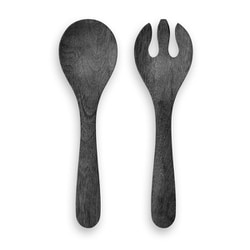 割れない食器 食洗機対応 Blackened Wood （ブラックンドウッド） 取り分け用サーバーフォークとスプーン 長さ約32cm × 幅約9cm アウトドア ケータリング メラミン食器 黒 ブラック TT20745272
