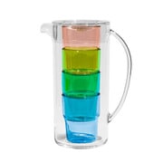 DK22914975 [割れにくい食器 SIMPLE（シンプル） ピッチャー（1個）＆グラスコップ（5個） セット ピッチャー：約2700ml 約21×28cm コップ：450ml アウトドア ケータリング 樹脂製食器 アソートカラー]