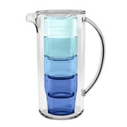 割れにくい食器 SIMPLE(シンプル) ピッチャー(1個)&グラスコップ(5個) セット ピッチャー:約2700ml 約21×28cm コップ:450ml アウトドア ケータリング 樹脂製食器 アクアカラー PTRP1910PLTS