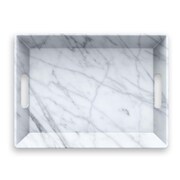割れない食器 CARRARA MARBLE（カララマーブル） 大理石風 レクタングルトレイ お盆 卓上トレイ 約50x39x3cm 1142g アウトドア ケータリング メラミン食器 グレー PTU0193RSTLG