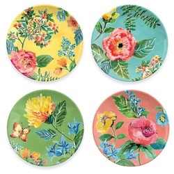 割れない食器 Garden Floral（ガーデンフローラル） 中皿 プレート 4種 別柄アソートセット 22cm アウトドア ケータリング メラミン食器 リゾートカラー PVC1085SPFS