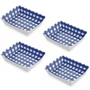 割れない食器 Navy Gingham (ネイビーギンガム) ハンバーガートレイ 4個セット マリン柄 約22x18x5cm 215g アウトドア ケータリング メラミン食器 ネイビーギンガムチェック PPF0087FTNG