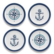割れない食器 NAUTICAL ANCHOR(ノティカルアンカー) 中皿 プレート 4種 別柄アソートセット 17cm アウトドア ケータリング メラミン食器 白 DN22912971