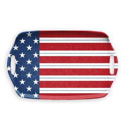 割れない食器 US STARS ＆ STRIPES（スター＆ストライプ） レクタングルトレイ お盆 卓上トレイ 星条旗柄 約48x31x3cm 660g アウトドア ケータリング メラミン食器 アソートカラー DN22911974