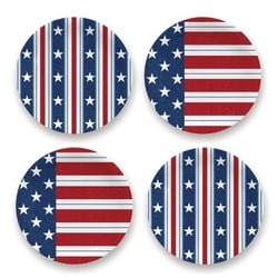 割れない食器 US STARS ＆ STRIPES（スター＆ストライプ） 中皿 プレート 星条旗柄 21cm 4枚セット アウトドア ケータリング メラミン食器 アソートカラー DN22911875