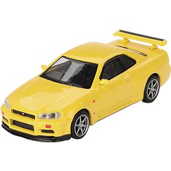 MGT00762-R 1/64 日産 スカイライン GT-R R34 Vスペック ライティングイエロー 右ハンドル [ダイキャストミニカー]
