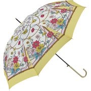 長傘 婦人用 晴雨兼用 ボタニカルスカーフ 60cm ジャンプ式 耐風仕様 UVカット加工 スリムタイプ イエロー 17810