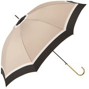 長傘 ナチュラルボーダー 60cm ジャンプ式 8mm耐風骨仕様 スリムタイプ ベージュ 13140