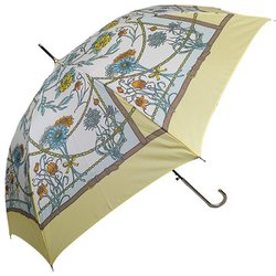 長傘 婦人用 晴雨兼用 チェーンスカーフ 60cm ジャンプ式 耐風仕様 UVカット加工 スリムタイプ イエロー 17830