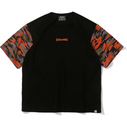 SMT24006 [Tシャツ オーバラップド カモ スリーブ Lサイズ ブラック×ネオンオレンジ]