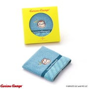 68-2160080 [タオルハンカチ おさるのジョージ CGストライプ 25cm×25cm ブルー]