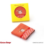 68-2160080 [タオルハンカチ おさるのジョージ CGストライプ 25cm×25cm レッド]
