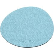 001-2000010 [keramika Leatherシリーズ コースター オーバル スカイブルー]