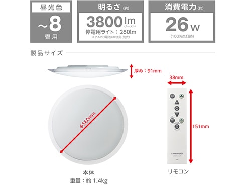 ヨドバシ.com - ルミナス 停電検知付き機能付き 8畳 昼光色 TKE