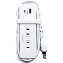 旅行用電源タップ USBA＋C AC4P PD20W 1.2m 自動識別 リバーシブル ホワイト AC-054