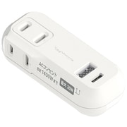PD20W充電+リバーシブルUSB 2ポート付きコンパクト電源タップ A+C 自動識別 ホワイト AC-055