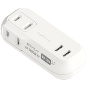 PD20W充電+リバーシブルUSB 2ポート付きコンパクト電源タップ C+C 自動識別 ホワイト AC-056