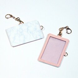 推し活2WAYフォトカードホルダー 大理石柄 パステルピンク