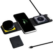 15W急速充電 ワイヤレスチャージャー iPhone/スマホ/Apple Watch/スマートウォッチ/AirPods対応 チャコールグレー 4 SPRING 折りたたみ式 3 in 1 ワイヤレス充電器