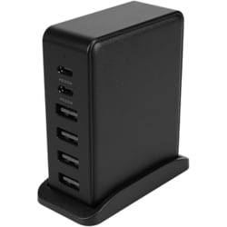 USB急速充電器 USB PD（パワーデリバリー）対応 64W USB-C×2/USB-A×4 スタンド/電源コード（約1.2m）付属 OWL-APD64C2A4-BK