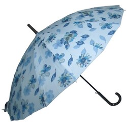 長傘 婦人用 ウォッシュフラワー 55cm ジャンプ式 16本骨 スカイ 27940