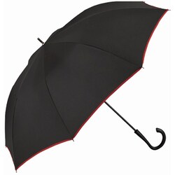 長傘 無地パイピング 65cm ジャンプ式 耐風仕様 ブラック×ワイン 25960