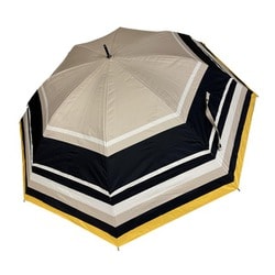 長傘 晴雨兼用 トランスフォーム傘 ボーダープリント 60cm 手開き式 UVカット加工 耐風 遮熱 遮光 クリーム×ブラック 27037CREAMBK