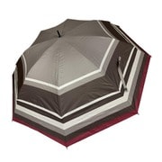 長傘 晴雨兼用 トランスフォーム傘 ボーダープリント 60cm 手開き式 UVカット加工 耐風 遮熱 遮光 グレー×ピンク 27037GYPK
