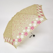折りたたみ傘 晴雨兼用ポケブレラ 極小5段 マイクロ傘 花柄 50cm 手開き式 ベージュ 1400BE