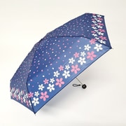 折りたたみ傘 晴雨兼用ポケブレラ 極小5段 マイクロ傘 花柄 50cm 手開き式 ネイビー 1400NV