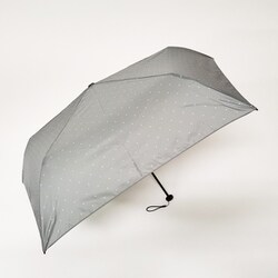折りたたみ傘 晴雨兼用 極軽 空飛ぶカーボン アンブレラ ドット柄 50cm 手開き式 UVカット加工 グレー 1396GY