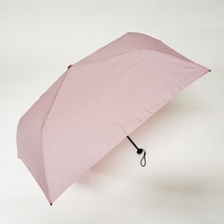 折りたたみ傘 晴雨兼用 極軽 空飛ぶカーボン アンブレラ ドット柄 50cm 手開き式 UVカット加工 ピンク 1396PK