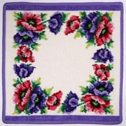 F166 [ハンカチタオル Poppise White Wash cloth 30×30cm PURPLE-52]
