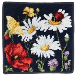 ハンカチタオル Daisy Field Wash cloth 30×30cm Blue-225 F344