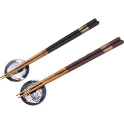 Nishiki Goi 錦鯉 游月 ゆうげつ 夫婦箸 箸 箸置き ギフトセット 桐箱入り 食洗機対応 黒 赤 日本製 29788