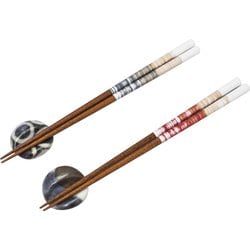 寧々 ねね 夫婦箸 箸 箸置き ギフトセット 桐箱入り 食洗機対応 グレー レッド 日本製 29795