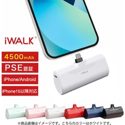 端子一体型モバイルバッテリー ノーマルタイプ 4500mAh Type-C端子 PSE認証済 ホワイト RS-DBL4500C-WH