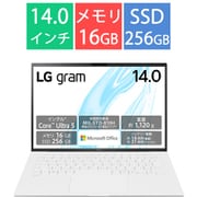 ノートパソコン/LG gram/14型/Core Ultra 5 125H/メモリ 16GB/SSD 256GB/Windows 11 Home/Office Home & Business 2021/エッセンスホワイト 14Z90S-MA51J2